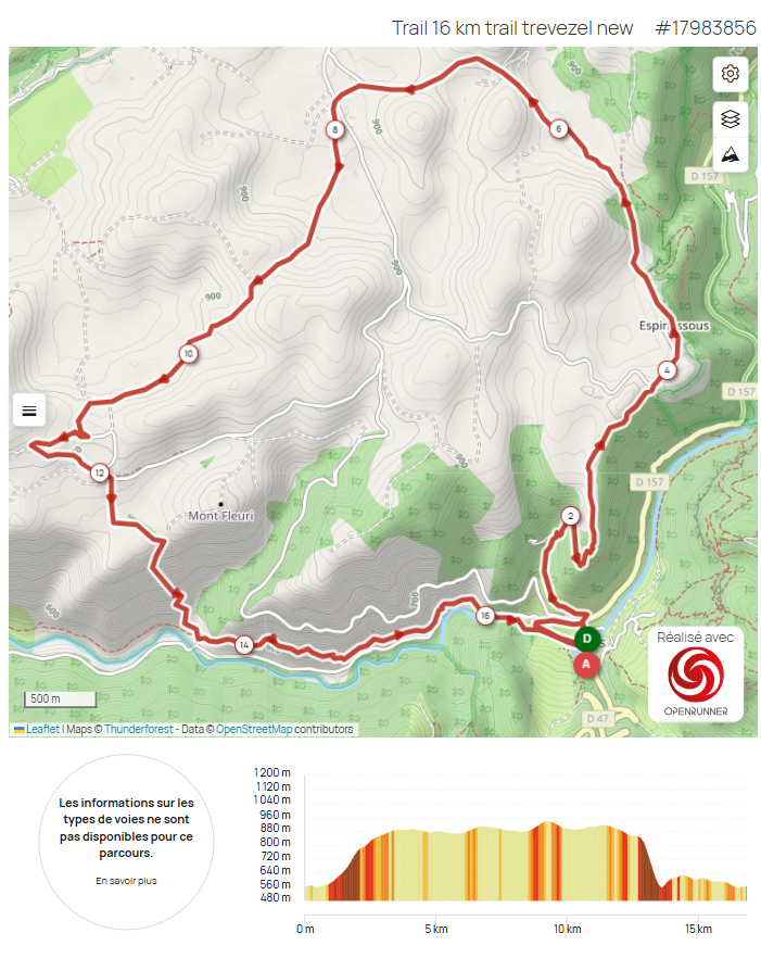 Parcours 16km fevrier 2025